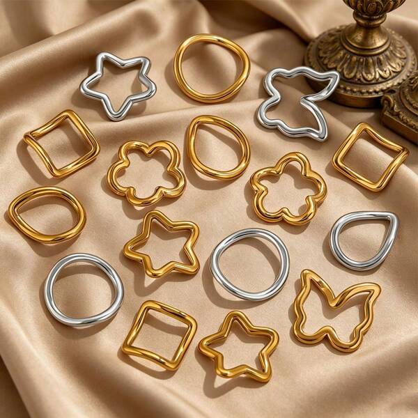 5 Pieces Of Stainless Steel Charm Irregular Heart-Shaped, Butterfly, Star And Other Border Pendants, Necklaces, Earrings, DIY Jewelry Making Supplies, Parts Suitable For Women's Daily Wear