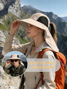 1pc Detachable Outdoor Sun Protection Hat, Breathable Fishing/Hiking Cap With Face Mask, UV Protection - Multicolor - View 4