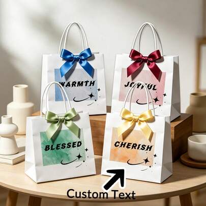 Bolsa de regalo personalizada y multicolor con nombre personalizado, capaz de imprimir nombres, saludos, bolsas de regalo, bolsas de regalo de cumpleaños, embalaje personalizado, creatividad, bolsas de regalo blancas personalizadas simples, multifuncional, muy decorativa, de alta calidad, única, adecuada para novias, utilizada en jardines, oficinas, aniversarios, Día de San Valentín, Día de la Madre, cumpleaños, Día del Padre, ceremonias de graduación, bodas, celebraciones de inauguración de la casa
