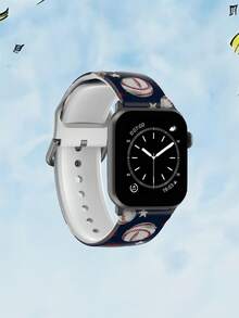 棒球紅白色星星中性時尚矽膠錶帶，適用於 38mm 40mm 41mm 42mm 44mm 45mm 46mm 49mm，相容於 Series Ultra/S11/S10/SE/8/7/6/5/4/3/2/1 - 彩色 - 查看 3