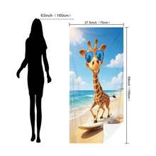1条冲浪时尚眼镜长颈鹿印花超柔软微纤维沙滩巾，多种尺寸可选，轻便易携，适合游泳、露营、运动、海滩或健身房使用，沙滩配件 | 时尚沙滩巾 | 耐用沙滩垫 - 衝浪墨鏡長頸鹿 - 查看 12