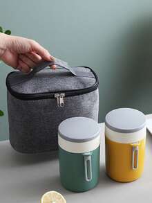 2026 New Personalized Customized Lunch Box, Insulated Cup, Soup Bowl With Lid And Spoon, Portable Office Supplies, Microwave , Unique Design, Back To School Season - Multicolor - View 3