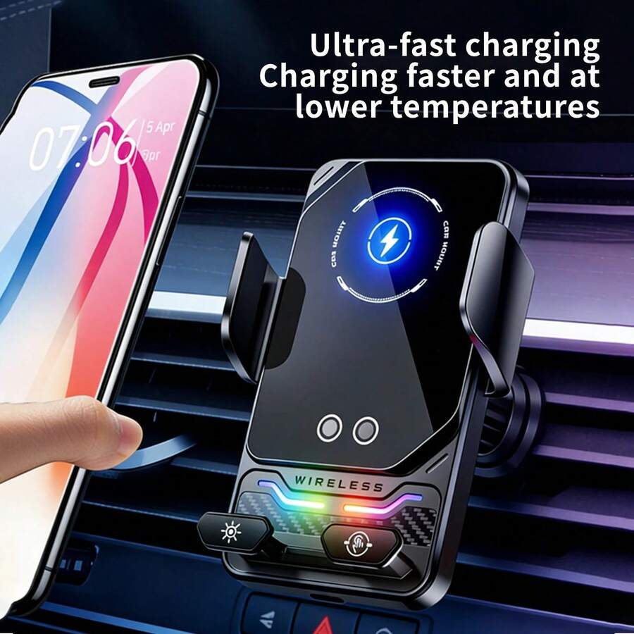 15W 通用车载无线充电支架，自动感应 360° 旋转，66W 磁吸适配器，适用于 和安卓手机 - No magnetic attraction - 查看 1