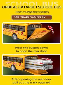 Children's Oversized Bus Toy With Spring-Loaded Inertia Drive, Realistic Opening Doors, Interactive Parent-Child Toy For Boys And Girls Aged 3-12+, Halloween And Christmas Gift - Multicolor - View 6