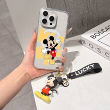 This Disney Mickey Mouse Pattern Lanyard Phone Case Features A Strong Magnetic Closure And Full Coverage Of Acrylic And TPU Material. It's Shockproof, Lightweight, And Suitable For IPhone17/16/11/13/15/15 Plus/15 Pro/15 Pro Max/12/14 Pro Max/11 Pro Max/12 Pro/12 Pro Max/13. It's A Popular Birthday Gift, Business Gift, Durable, Stain-Resistant, And Fingerprint-Resistant New Phone Case For Men And Women. It Also Includes A Mickey Mouse Phone Case And Mickey Mouse Doll Bracelet. Compatible With SamsungGalaxy S20, S21, S22, S23, And S24 Series. It's The Perfect Gift For Friends And Family. This Stylish Phone Case Is Fun, Lightweight, And Durable. IPhone17 Pro Max Phone Case, Minnie Phone Case. - 粉色 - 查看 7
