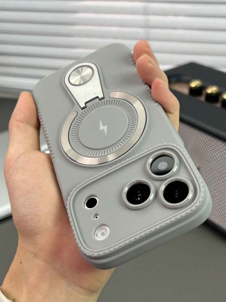 1 chiếc ốp lưng điện thoại silicon lỏng bảo vệ camera hình tia chớp vô hình, tương thích với iPhone 17 Pro Max 17 Pro 16 15 14 13 12 11 Pro Max Plus Big Window - Xám - Xem 1