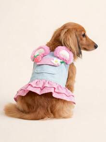 PETCIRCLE 1pc Pet Clothes, Cute Strawberry Flower Dress For Small Dogs & Puppies, Comfortable & Stylish Outfit - Multicolor - View 1