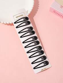 10pcs/30pcs Girls Simple Versatile Casual College Style Solid Color Retro Water Drop Square Bangs Hair Clips - Multicolor - View 7