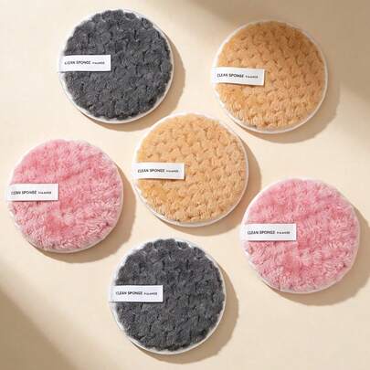 MAANGE 6pcs Soft Reusable Powder Puff Highly Absorbent Dry And Wet Dual-Use Makeup Sponge For Daily Makeup On Face And Makeup Removal