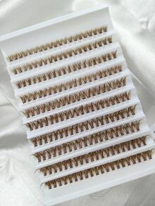 200 Pcs Brown Individual Lashes 40D D Curl Cluster Lash Extensions Fluffy Soft Individual Eyelashes Volume Natural Look Makeup Cluster Eyelashes,Individual Cluster Lashes,False Eyelashes, Fake Lashes - View 4
