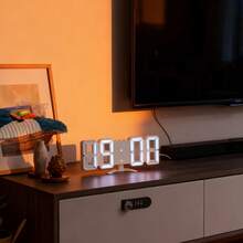 1pc Premium 3D Clock, LED Bedroom Digital Alarm Clock With Date & Temperature Display, 24-Hour Display, 3D LED Night Light, Clear, Modern Minimalist Design, Suitable For Kitchen/Bedroom/USB Powered Digital Clock - 白色 - 查看 10