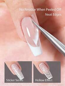 Full Size French Manicure Nail Stickers, Includes Adhesive Dots, Nail Plates, Guideline, And Various French Curve Patterns - Clear - View 3