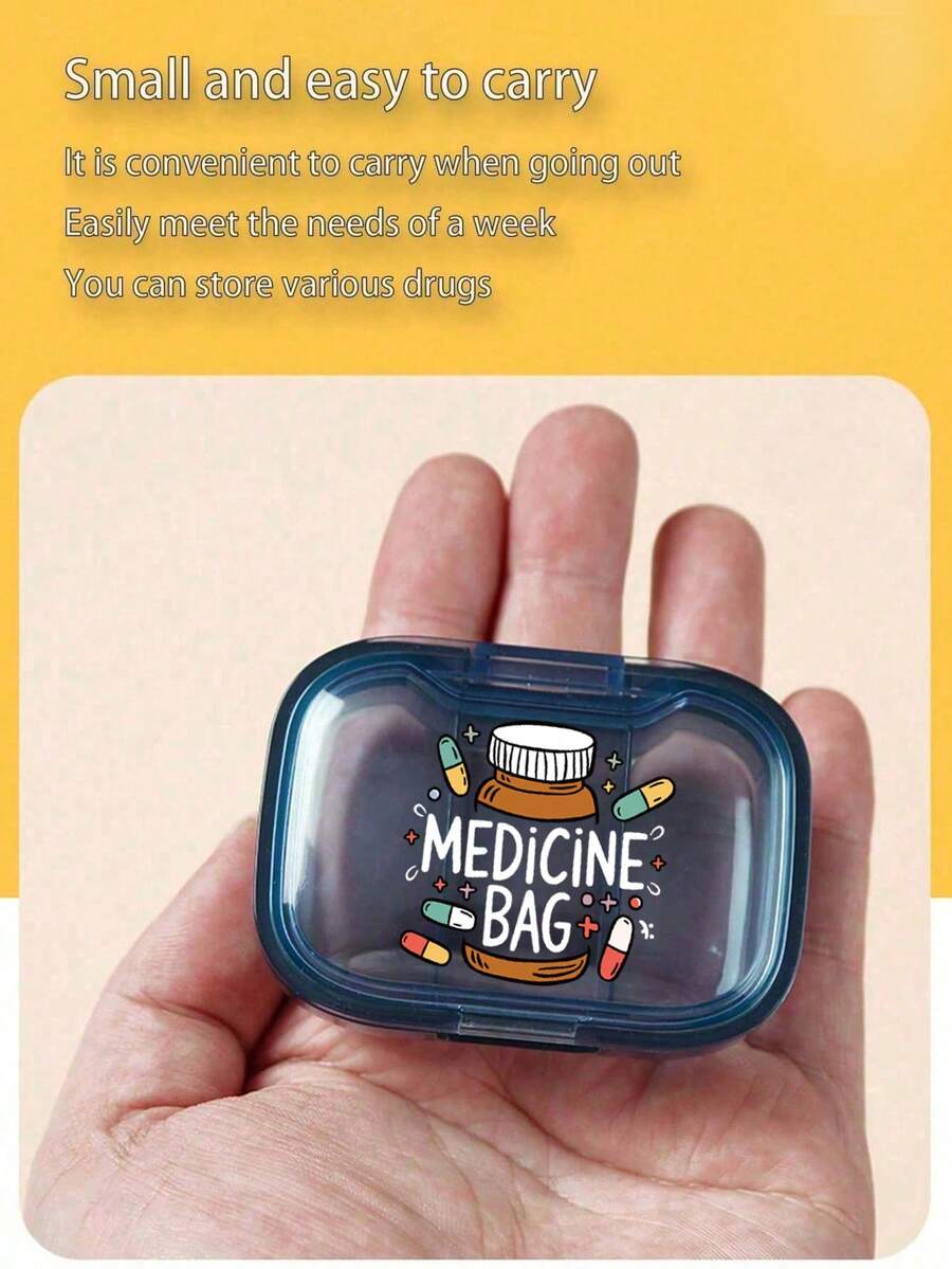 Portable Pill Organizer, With Pill Bottle Patterns, Medication Storage Box With 3 Compartments For Home And Travel Portable Travel Mini Pill Case Waterproof Moisture-Proof Pill Storage Container, Portable Jewelry And Pill Box, Travel Pill Case, Large Compartment, Weekly Pill Organizer, Daily Medication & Vitamins, Essential For Doctors And Nurses, Emergency Needs, Travel, Hiking Emergency Rescue - Multicolor - View 1