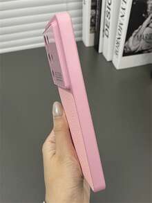 Luxury Retro Lychee Pattern PU Leather Large Window Lens Protect Phone Case Compatible With Samsung Galaxy S26Ultra S25Ultra S24Ultra S23Ultra Simple Business Camera Shockproof Solid Color Matte Soft Back Cover - Pink - View 5