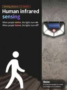 4-Side Solar Powered LED Wall Light, Solar Powered Emergency Light, Suitable For House, Garage, Outdoor, Park, Yard, Waterproof, Outdoor 4-Side Illumination Motion Sensor Light - Multicolor - View 9