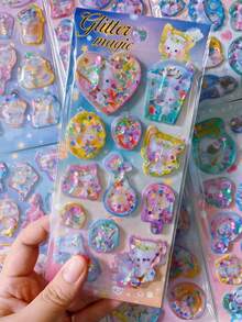 3D Foam Cup Stickers - Cute Cartoon Water Bottle Stickers - Student Notebook And Diary DIY Stationery - Waterproof Adhesive - Multicolor - View 9