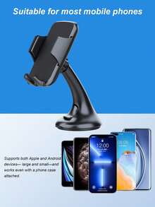 Universal Car Windshield Phone Mount – 360° Rotatable Suction Cup GPS Holder With 15KG Strong Suction & Auto Clamp – One-Hand Operation Smartphone Stand For Car Windshield, Dashboard – Fits All Phones - A - View 8