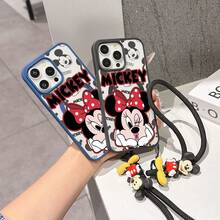 This Disney Mickey Mouse Pattern Lanyard Phone Case Features A Strong Magnetic Closure And Full Coverage Of Acrylic And TPU Material. It's Shockproof, Lightweight, And Suitable For IPhone17/16/11/13/15/15 Plus/15 Pro/15 Pro Max/12/14 Pro Max/11 Pro Max/12 Pro/12 Pro Max/13. It's A Popular Birthday Gift, Business Gift, Durable, Stain-Resistant, And Fingerprint-Resistant New Phone Case For Men And Women. It Also Includes A Mickey Mouse Phone Case And Mickey Mouse Doll Bracelet. Compatible With SamsungGalaxy S20, S21, S22, S23, And S24 Series. It's The Perfect Gift For Friends And Family. This Stylish Phone Case Is Fun, Lightweight, And Durable. IPhone17 Pro Max Phone Case, Minnie Phone Case. - 黑色 - 查看 8