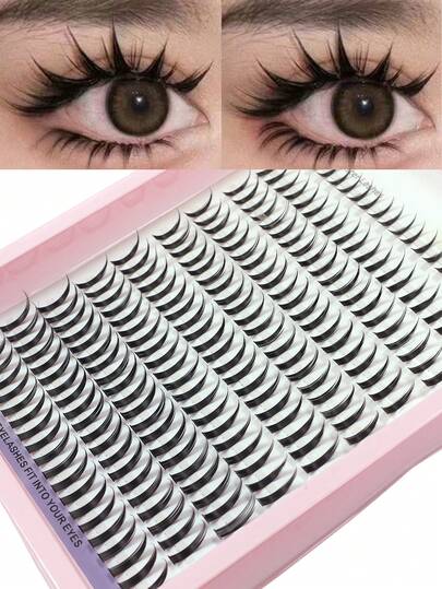 10 Pairs Cartoon Sunflower False Eyelashes, Natural Look, Segmented Individual Cluster Lashes, Suitable For Beginners, Thick & Fluttery, Girly