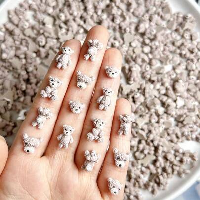 20 chiếc phụ kiện trang trí móng tay hình bàn chân gấu xám 3D dễ thương, hình gấu hoạt hình nằm, phụ kiện thủ công DIY.