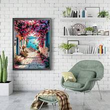 1Pc Sunny Island Flower Sea View 5D Diamond Painting Kit, Full Drill Diamond Embroidery, DIY Cross Stitch Mosaic Art, For Beginners, Home Wall Decoration & Holiday Gift 30x40cm/11.81x15.75inch - 查看 6