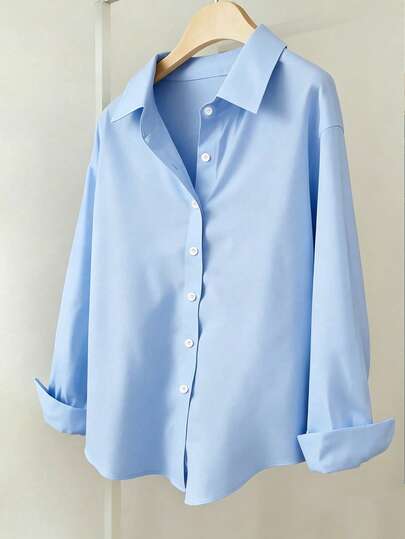 新款女士户外长袖衬衫，学院风户外运动风长款简约时尚设计，四向弹力面料，宽松长袖衬衫式上衣，春秋季款