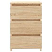 vidaXL 2x Nightstand With 3 Drawers, Bedside Table, Night Console, Night Chest, Bedroom Cabinet, Chest Of Drawers, Light Oak, Khaki, 40x35x62.5cm, Engineered Wood - Light Oak Khaki - View 6