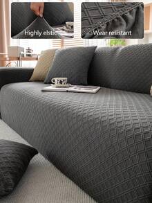 1 bộ bọc ghế sofa liền thân co giãn dùng được cả bốn mùa, chất liệu vải chống trượt, có thanh xốp chống trượt, có thể giặt máy, chống bụi, thân thiện với thú cưng, phù hợp cho phòng ngủ, văn phòng, phòng khách. - Màu xám đen - Xem 1