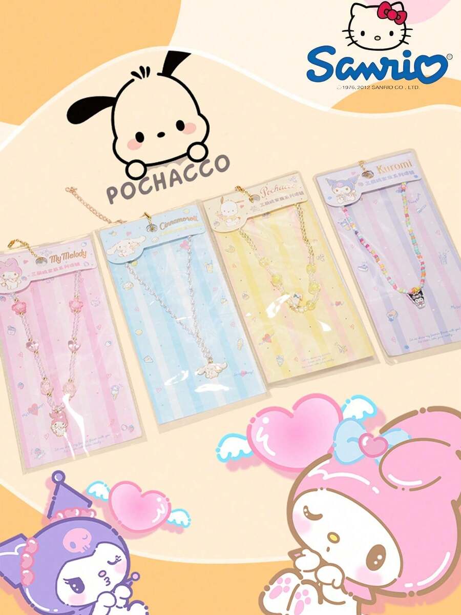 SANRIO 1件粉色三丽鸥Hello Kitty家族吊坠项链，可DIY饰品，卡通可爱蓝色金属项链，适合女孩生日礼物 - 魅力 - 查看 1