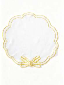 1/2/4/6/12pcs Wavy Lace Embroidered Napkins, Solid Color Bow Tie Placemats, Fresh Minimalist Style For Kitchen, Dining Table, Water Cup, Bowl, Plate Non-Slip Pads, Suitable For Holidays, Parties, Birthdays, Weddings, Banquets, Office Desks, Coffee Tables, Home Decor, All Seasons Photography Backdrop - Yellow - View 2