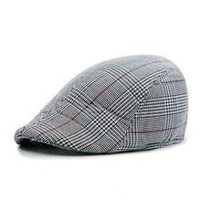 Men's And Women's Premium Vintage Plaid Italian Beret Hat For Autumn And Winter - Xám nhạt - Xem 3