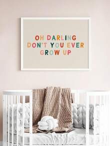 Tranh treo tường bằng vải canvas có khung, 1 bức, chữ "Oh Darling, You'll Never Grow Up!" (Ôi cưng ơi, con sẽ không bao giờ lớn lên!), trang trí phòng trẻ em phong cách Boho, tranh cầu vồng cho phòng chơi, trang trí tường phòng trẻ sơ sinh, trang trí trường mầm non, poster phòng chơi, quà tặng cho bé, trang trí tiệc, quà tặng cho trẻ mới sinh, quà tặng Ngày của Mẹ, quà tặng Ngày của Cha, trang trí trường mầm non. - Nhiều màu - Xem 2