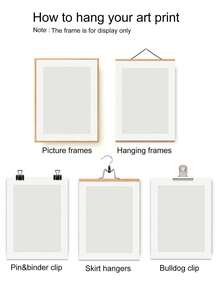 1幅以治愈系浪漫母爱为主题的装饰艺术画：艺术海报，描绘了星空、新月、野花和一位抱着宝宝的母亲——波西米亚风格。非常适合儿童房、婴儿房、客厅和卧室的墙面装饰。无框。 - 抽象 - 查看 7