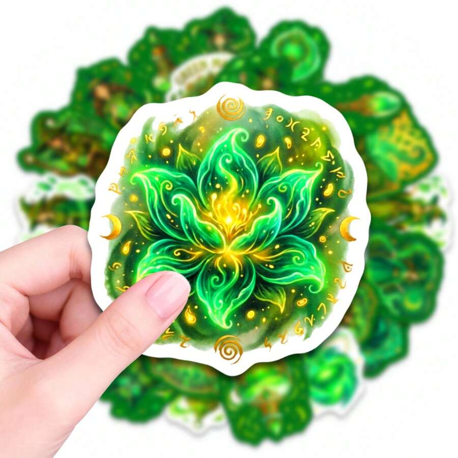 50 PCS Green Magic Witchery Stickers, Natu Re Witch Cauldron Leaf Vinyl Decals For Wat Er Bottles, Laptops, Journals, Scrapbooks, Ph One Cases, Witchcraft Aesthetic Decor, Perfe Ct For Pagans, Witches, Mystic Lovers, Boho Style Enthusiasts, Waterproof Stickers For DIY Crafts & Personalized Accessories - Multicolor - View 1