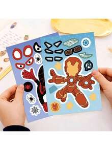 Marvel 8 miếng dán đổi mặt tự làm hình Avengers & Spider Man, hình dán siêu anh hùng thủ công, quà tặng sinh nhật. - Nhiều màu - Xem 4