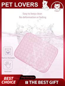 1pc Pet Mat, Waterproof Durable Dog Cooling Pad, Breathable Summer Cat Dog Sleeping Bed, Cooling Silk Mat (Machine Washable) Suitable For Small/Medium/Large Cats And Dogs, Made Of Cooling Silk Material To Keep Your Pet Cool And Comfortable - Pink - View 4