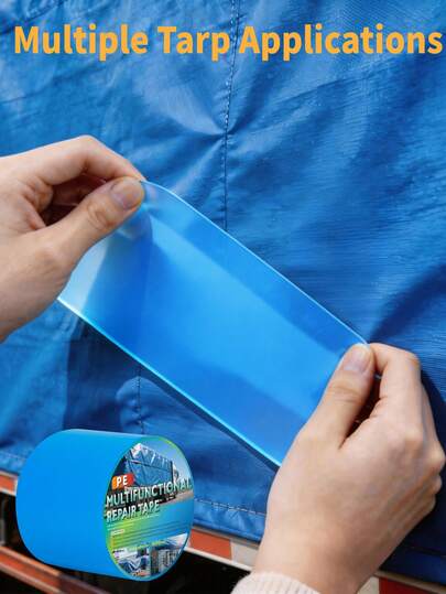 1 rolă 5m x 3.14in bandă de reparare a prelatei albastru cristal, impermeabilă, rezistentă, adeziv puternic, flexibilă, PE transparentă, etanșare, patch-uri de etanșare pentru camion, remorcă, reparare prelată, rezistentă la intemperii, elastică, durabilă, pentru reparații industriale în aer liber, kit de patch-uri albastru transparent pentru acoperirea marfei RV, copertină, cort, reparare scurgeri, bandă adezivă alternativă, bandă flexibilă alternativă, bandă de reparare pentru urgențe în aer liber, călătorii, transport