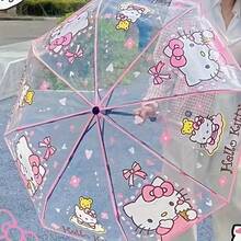 SANRIO 1把可爱卡通折叠透明伞，三折设计，时尚卡通伞，酷洛米（Kuromi），KT猫图案，适合外出、出差、旅行、居家使用 - 彩色 - 查看 10