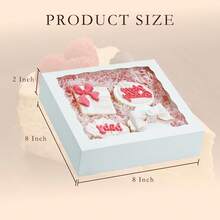 Hộp đựng bánh pie kích thước 8x8x2.5 inch, hộp bánh ngọt có cửa sổ, hộp đựng bánh quy, hộp đựng đồ ăn vặt, bánh ngọt, dâu tây, sô cô la, truffle và bánh donut. - trắng - Xem 3