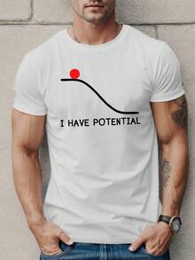 2026 New Men's T-Shirt, Plus Size Men's T-Shirt, Plus Size T-Shirt, T Shirt Print, Graphic-Cotton Tees Size Plus, I Have Potential" Men's Casual Short-Sleeve T-Shirt - Breathable Fiber, Geometric Pattern, Round Neck - Perfect Choice For Summer Graphic Tees, Funny T Shirt, Oversized T Shirt - 白色 - 查看 1