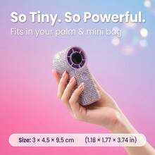 TAZTIR Bling Rhinestone Mini Handheld Fan, 17000 RPM Powerful Portable Fan With 2400mAh Rechargeable Battery, USB-C Quiet Personal Fan For Office Travel Commute Camping, Cute Gift For Her - 鑲鑽款 - 查看 2