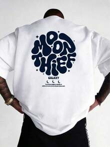 AnChiStreetwear - Fashionable, Casual, Loose-Fitting Short-Sleeved T-Shirt With Letter Print For Men In Plus Sizes - 白色 - 查看 12