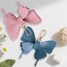 Móc khóa hình bướm bằng da PU thời trang, mặt dây chuyền hình bướm giả, phụ kiện túi xách hình bướm bằng da dễ thương, phụ kiện móc chìa khóa xe hơi. - đen - Xem 5