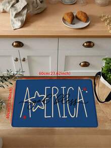 1pc Red White Blue Freedom Text American Country Style Kitchen Mat, Independence Day Carpet, Absorbent Oil-Proof Kitchen Floor Covering/Rug, Doormat, Entryway Mat, Front Door Mat, Long Hallway Carpet, Suitable For Party, Holiday, Gathering, Gift, Banquet - American-style Patriotic Decorative Paintings - View 16