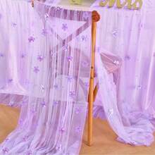 1pc Romantic Pearl Lace Table Runner, Wedding Arch Decor, Bridal Shower Gift Fabric, Elegant Pearl Lace Tablecloth, Suitable For Event, Embroidered Transparent Wrinkle-Resistant White Dessert Table - Violet Purple - View 6