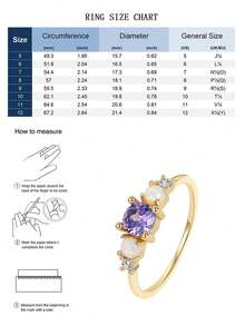 Charm-In 18K Gold Plated Amethyst Opal CZ Stackable Ring, Dainty Multi-Gem Statement Jewelry For Women - Gold - View 4