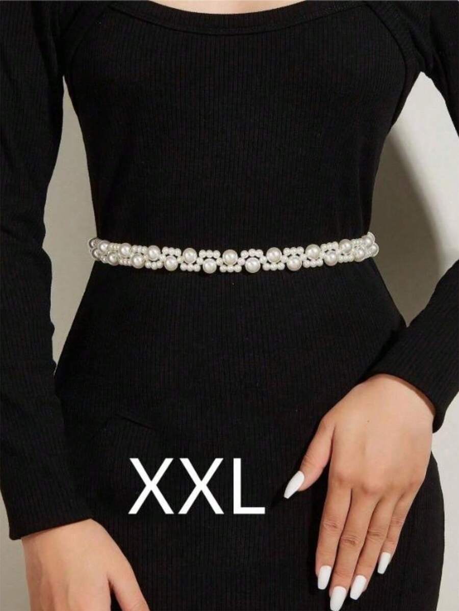 Plus Size Elegant Pearl Waist Chain, Suitable For Evening Gowns, Gifts For Friends And Family, Weddings, Parties - White - View 1