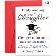 1/3 Juegos de Tarjeta de Graduación 2026 como Regalo para Ella - Tarjeta de Graduación de Escuela Secundaria y Universidad 2026, Regalo para Hija, Mejor Regalo para Niñas, Tarjeta de Orgullo de la Clase de Graduación con Sobre - A - Ver 8