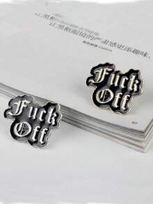 Punk Retro English Engraved Personalized Brooch Denim Badge - Multicolor - View 4