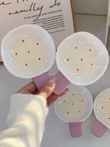2/4件套可爱花朵造型蘸酱碟，带把手，白色底红色圆点装饰，小碟子，适用于盛放开胃菜、蘸酱、调味汁、小吃、寿司、冰淇淋等。 - 彩色 - 查看 7